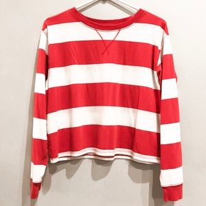 SO Red & White Bold Stripe Long Sleeve Tee Size S